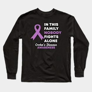 In This Family Nobody Fights Alone Crohn's Disease Awareness Long Sleeve T-Shirt